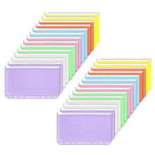 28 Pièces Pochettes de Reliure A6 Taille 6 Trous Reliure à Glissière Dossiers étanche PVC Sacs à Feuilles Mobiles