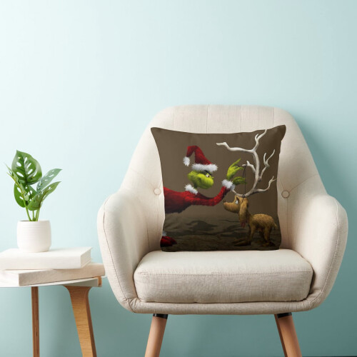 Grinch throw pillowcase18x18inch holiday home decor 2