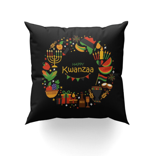 Capa de almofada decorativa com estampa da herança africana do Kwanzaa, 45 x 45 cm (18 x 18 polegadas) 1