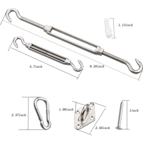 Shade Sail Hardware Kit6inch for Rectangular Triangular 1