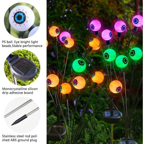 Luzes solares de Halloween em formato de olho (pacote com 2) com 12 LEDs 1