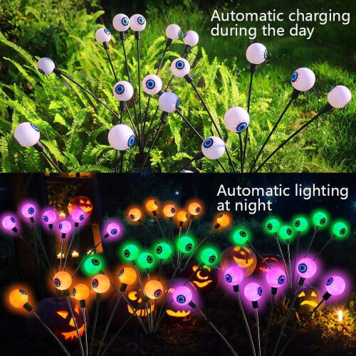 Luzes solares de Halloween em formato de olho (pacote com 2) com 12 LEDs 2