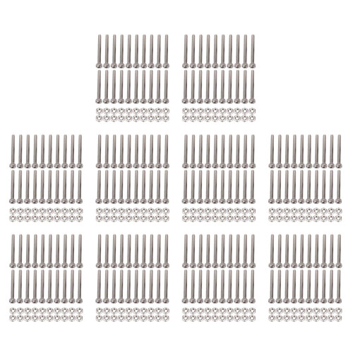M2 x 20mm Long Hex Socket Knurled Cap Screws Bolts Nuts Set 200Pcs