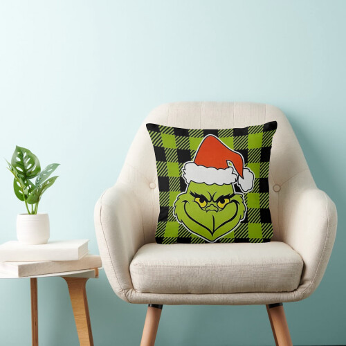 Μαξιλαροθήκη Grinch 18x18 ιντσών για διακόσμηση σπιτιού διακοπών 2