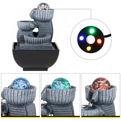 Fonte de água de mesa para interiores com luzes para casa ou 1