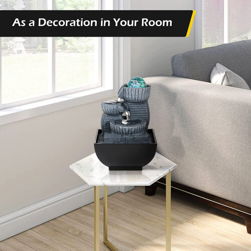 Fonte de água de mesa para interiores com luzes para casa ou 2