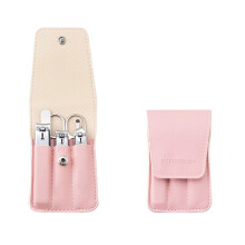 Trealamh Manicure Pedicure Cruach Dhosmálta 6 phíosa le Leathar