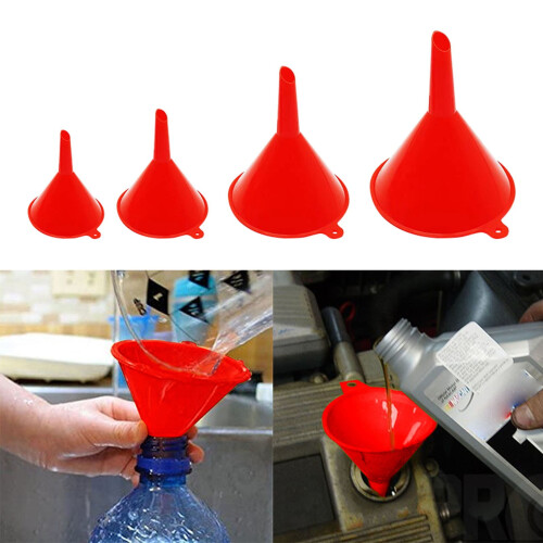 Small Red Plastic Funnel Set 2 Pack 4 Pieces 1