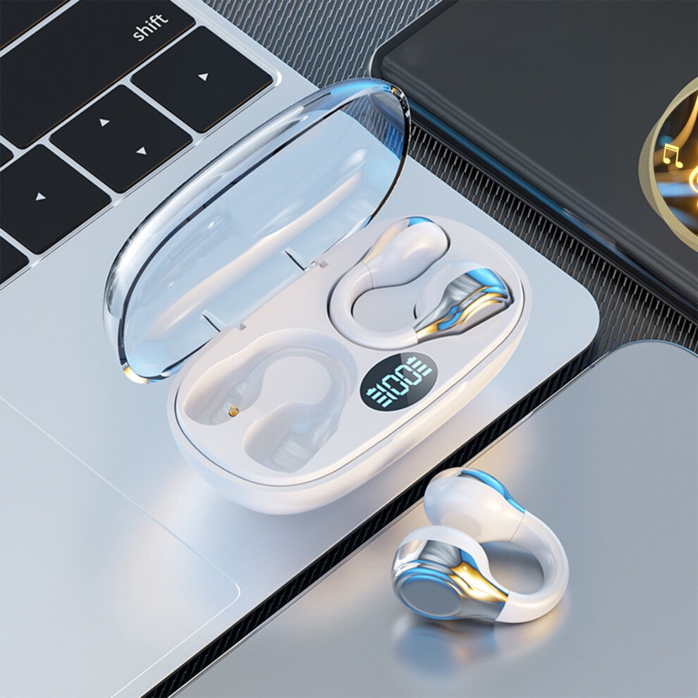 Open Ear Bone Conduction Headphones Bluetooth 5.3 White 393040412873