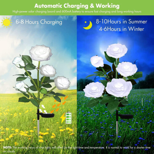 Solar-Rosenblumen-Lichterkette, 2er-Pack, für die Gartendekoration 1