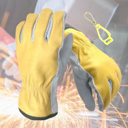 Fire-Resistant Cowhide Welding Gloves with Clip
