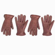 Dark Brown Cow Leather Work Gloves for Yardwork and