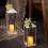 Christmas lanterns white metal2pcs17" and13" with LED 8