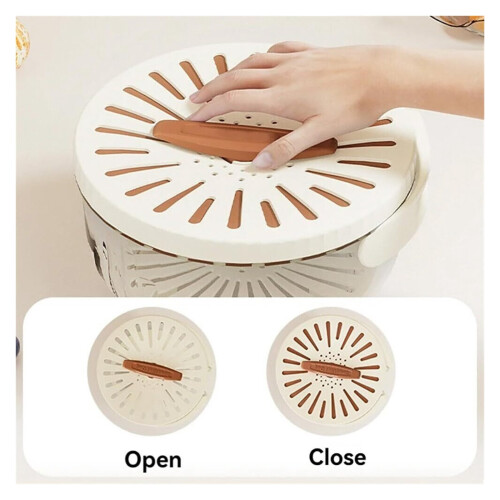 Fruit Strainer Colander with Lid and Foldable Handle 2