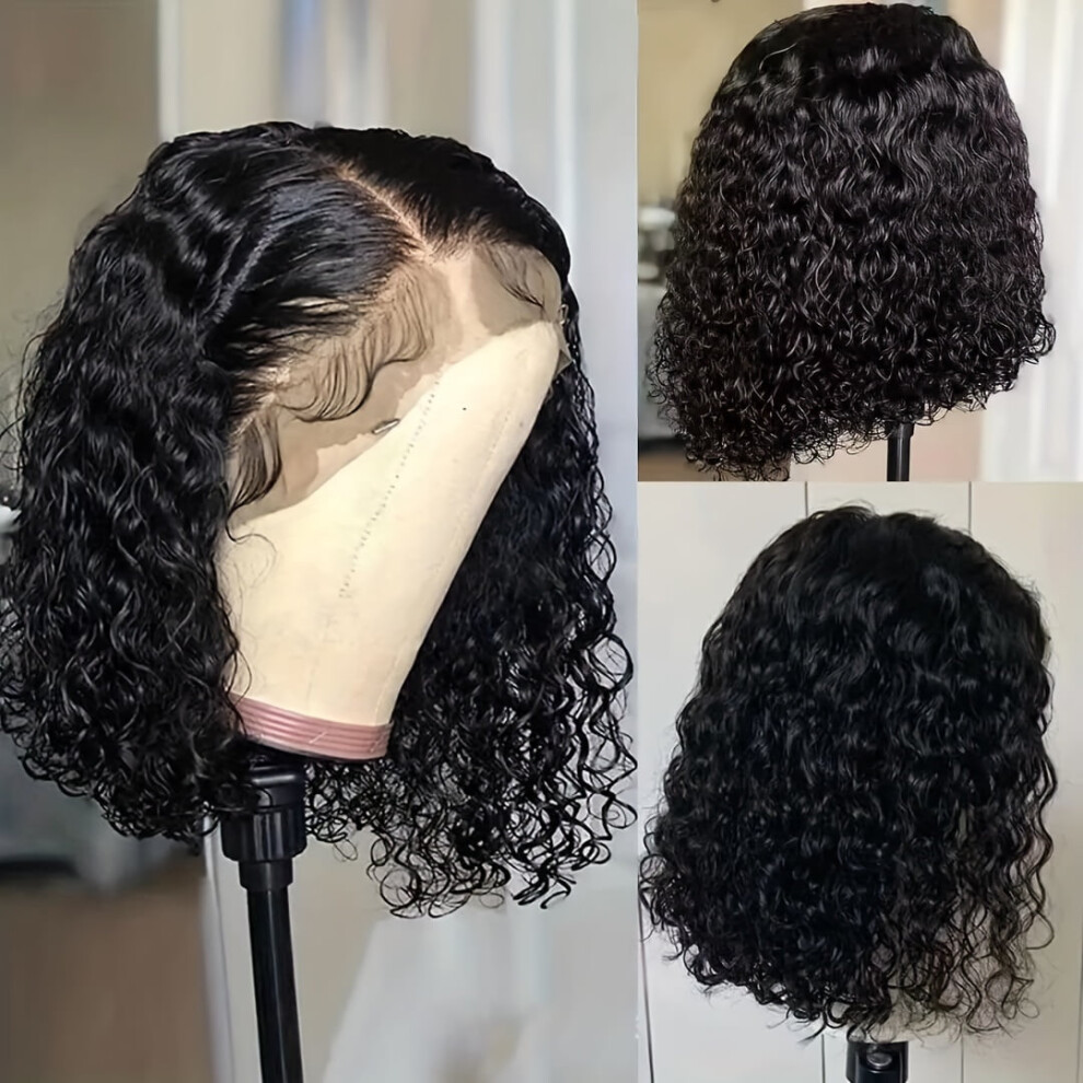 Curly Short Bob Human Hair Wig Deep Wave 13x4 Lace Front