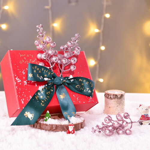 Trianu Christmas glitter berry stems black 20 pcs 1