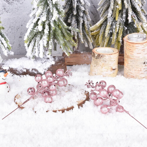 Trianu Christmas glitter berry stems black 20 pcs 2