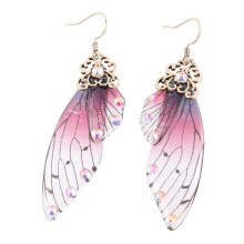 Pendientes colgantes coloridos con forma de alas de mariposa para mujer, ideales para bodas y fiestas de cumpleaños.