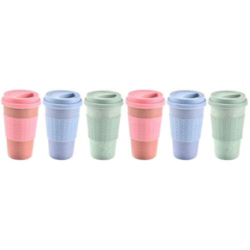 Kaffe- och temugg med silikonlock 6 st