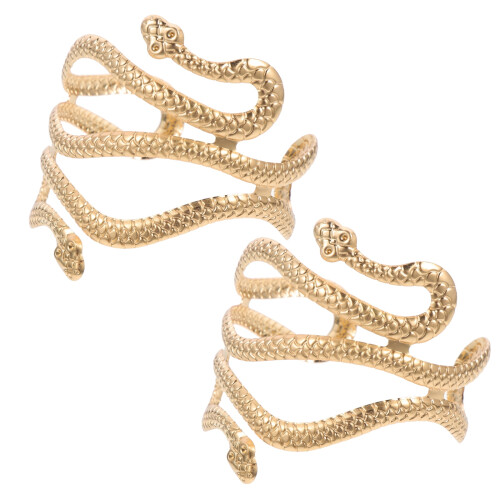 Halloween snake arm cuff gold metal bangle 2 pcs