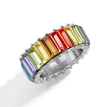 Vintage geometrischer Ring für Damen, mehrfarbig, mit Vollbesatz
