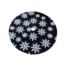 Jupe de sapin en peluche noire à motif flocon de neige, 140 cm