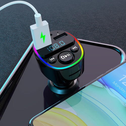 Bluetooth FM transmitter for car with dual USB charger and