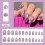 Νύχια Almond Press-On Ροζ Μωβ Glitter Floral 24 τεμάχια 1
