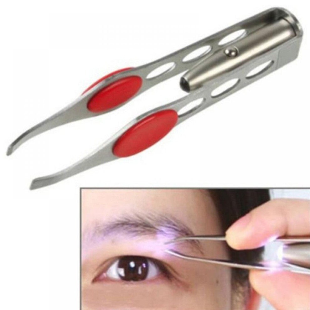 Stainless Steel Tweezers with LED Light 1 Pair