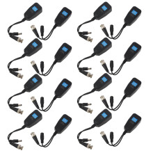 HD-CVI/TVI/AHD Passive Video Balun with Power Connector and RJ45 CAT5 Data Transmitter 8 Pair