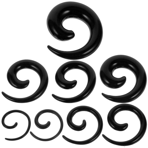 Spiral Ear Taper Expander Black 8 pcs 14G-00G