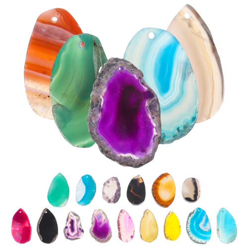Agate Sheet Pendants Natural DIY Necklace 20pcs