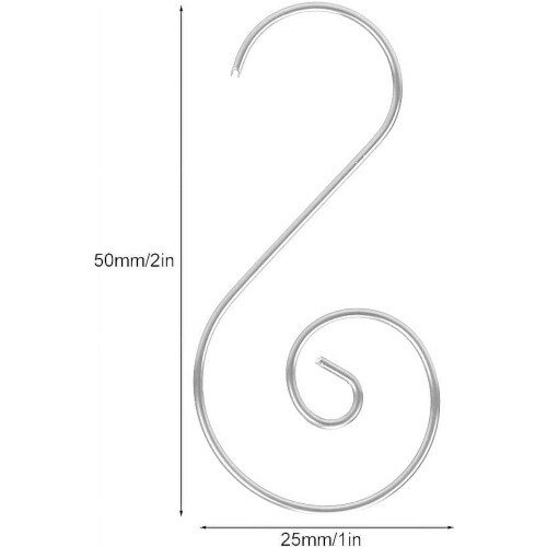 Mini S-shaped metal ornament hooks silver 60 pcs 2