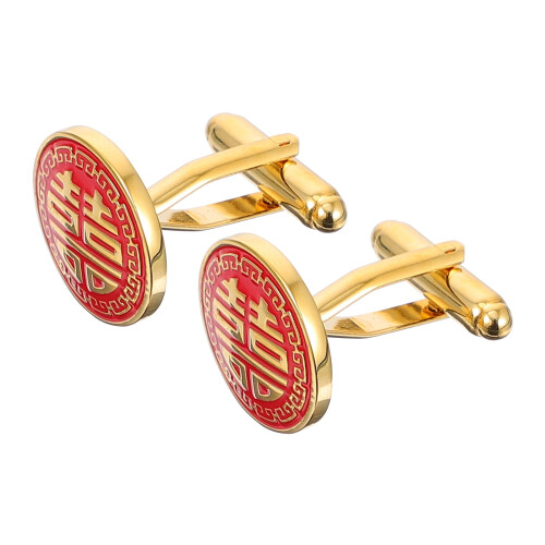 Gold-tone copper cufflinks for men, wedding attire