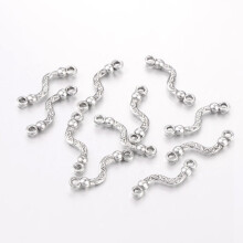 Łączniki prętów aluminiowych, antyczne srebro, 50 szt., 22,5 mm
