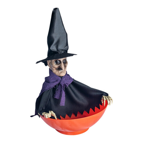 Halloween Skull Candy Bowl with Motion-Activated Skeleton 2