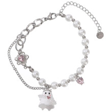 Halloween ghost beaded pearl bracelet with crystals