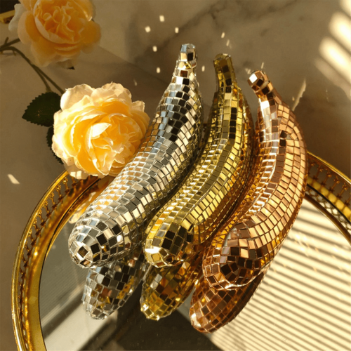 Gold Banana-Shaped Disco Ball Home Decor 1pc 1