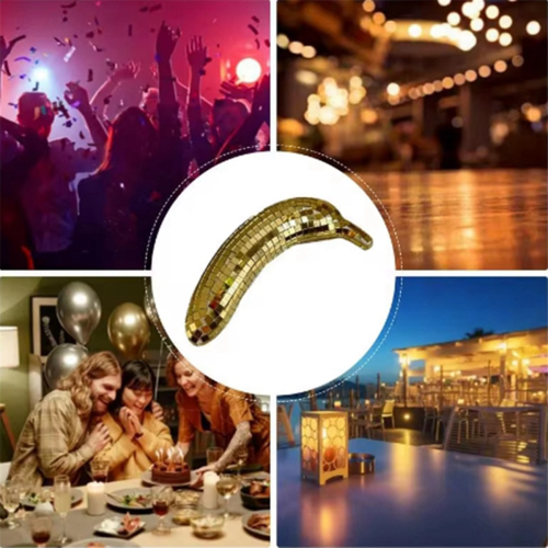 Gold Banana-Shaped Disco Ball Home Decor 1pc 2