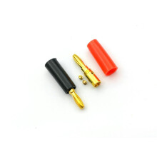 Mufă banană pentru difuzor placată cu aur, 100 buc, 45 mm, roșu și negru