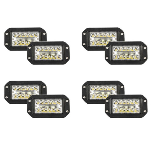 8Pcs 12V 6 Inch Flush Mount Work Light 26 LED Super Bright Spotlight Car Headlights