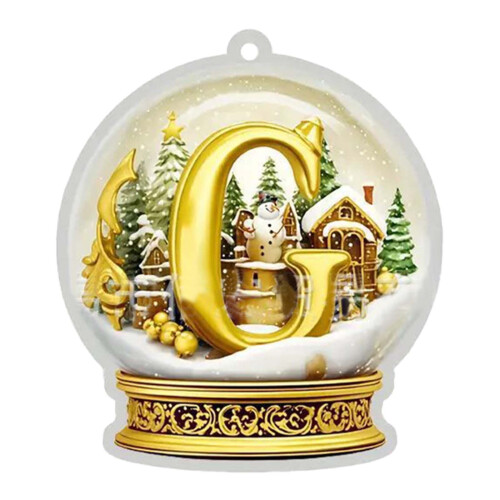 Yellow Crystal Acrylic Christmas Tree Letter Ornament Set 1