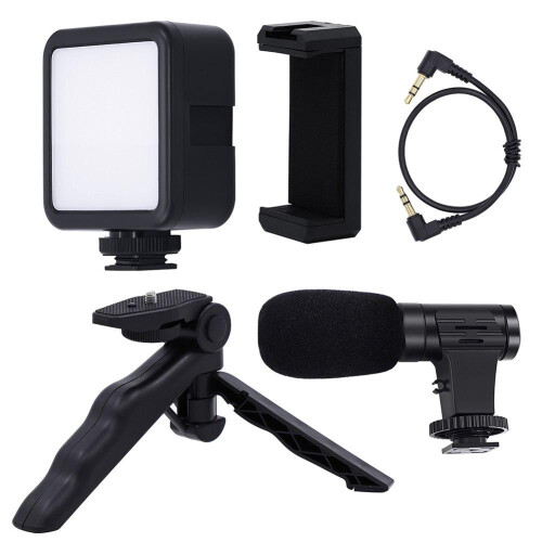 LED video light for smartphone with tripod and mic 1