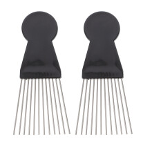 LALAFINA Pieptene Afro pentru bărbați și femei, metal negru, 2 bucăți