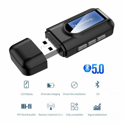 Bluetooth 5.0 Transmitter Receiver USB Adapter with LCD 1