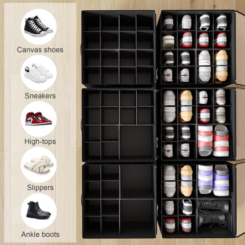 Shoe Organizer for Closet Black Linen-like Adjustable 2