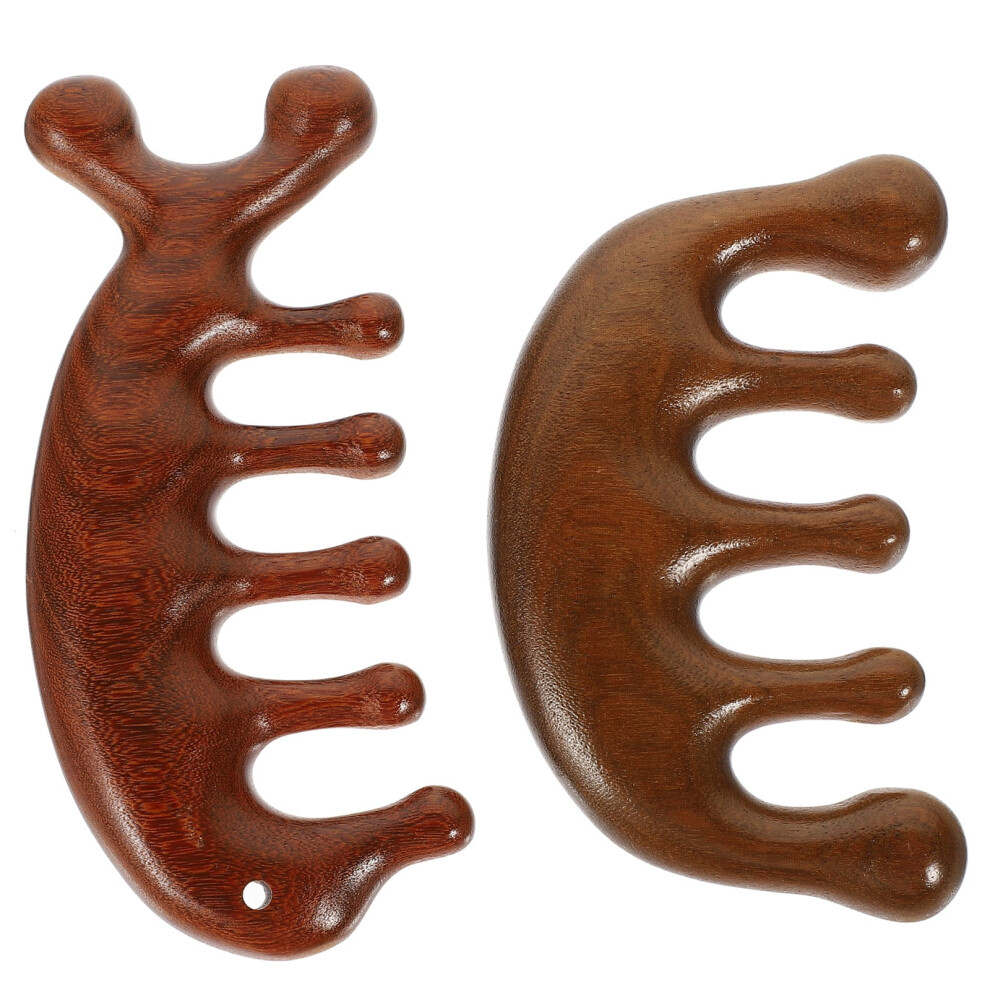 Wooden Wide Tooth Massage Comb Anti-static 2 pcs