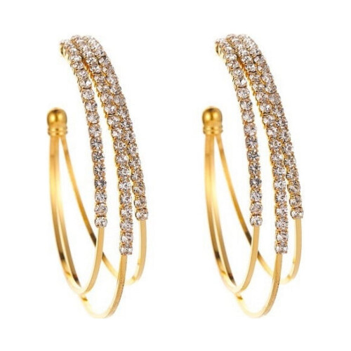 Orecchini a cerchio in oro rosa con strass 1