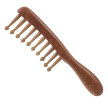 Pieptene de masaj pentru scalp din lemn cu dinți lați pentru femei