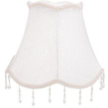 Abat-jour vintage en tissu blanc avec pompon (1 pièce)